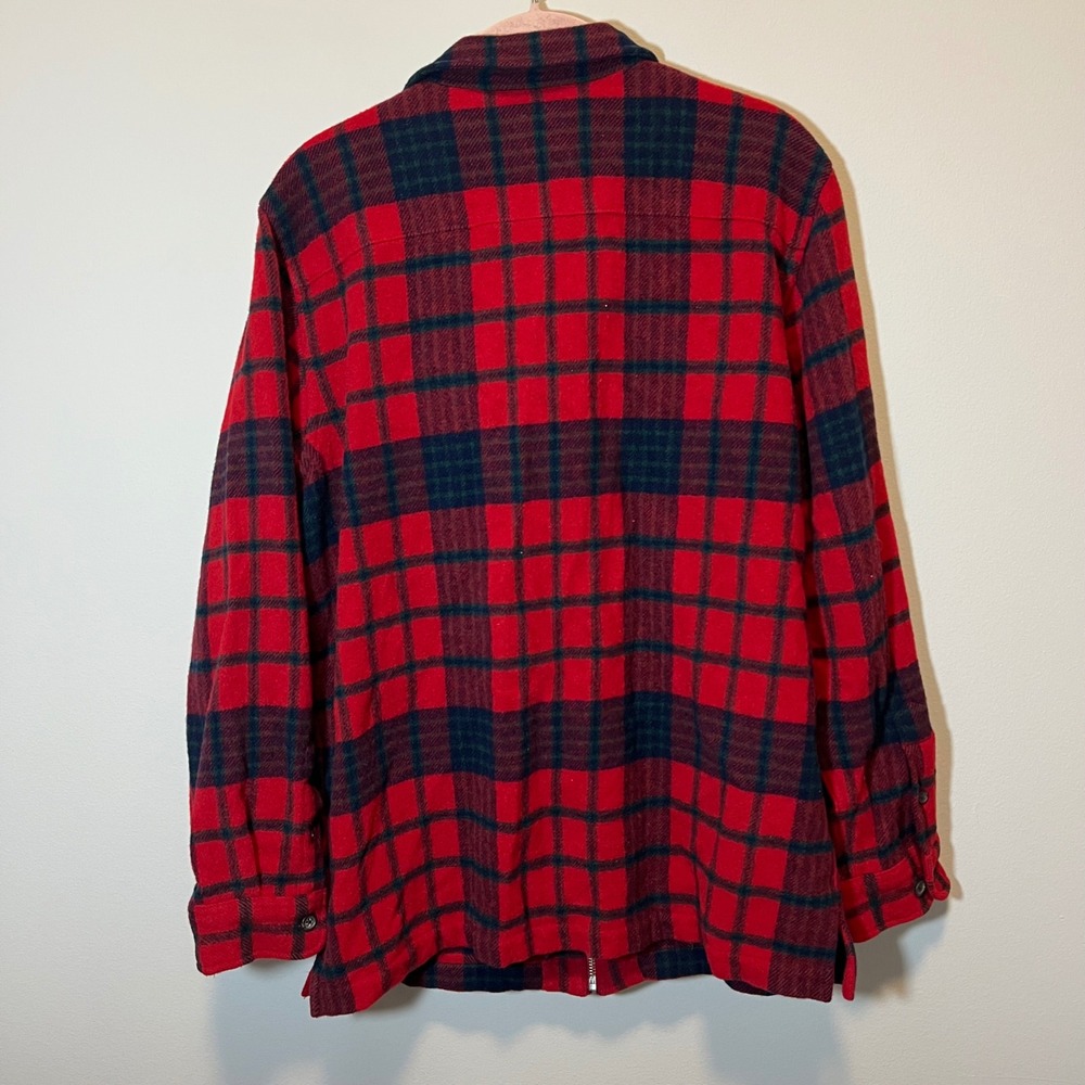 Lauren Ralph Lauren Red Plaid 100% Lambswool Full Zip Shirt Jacket Men's Large - Picture 11 of 11